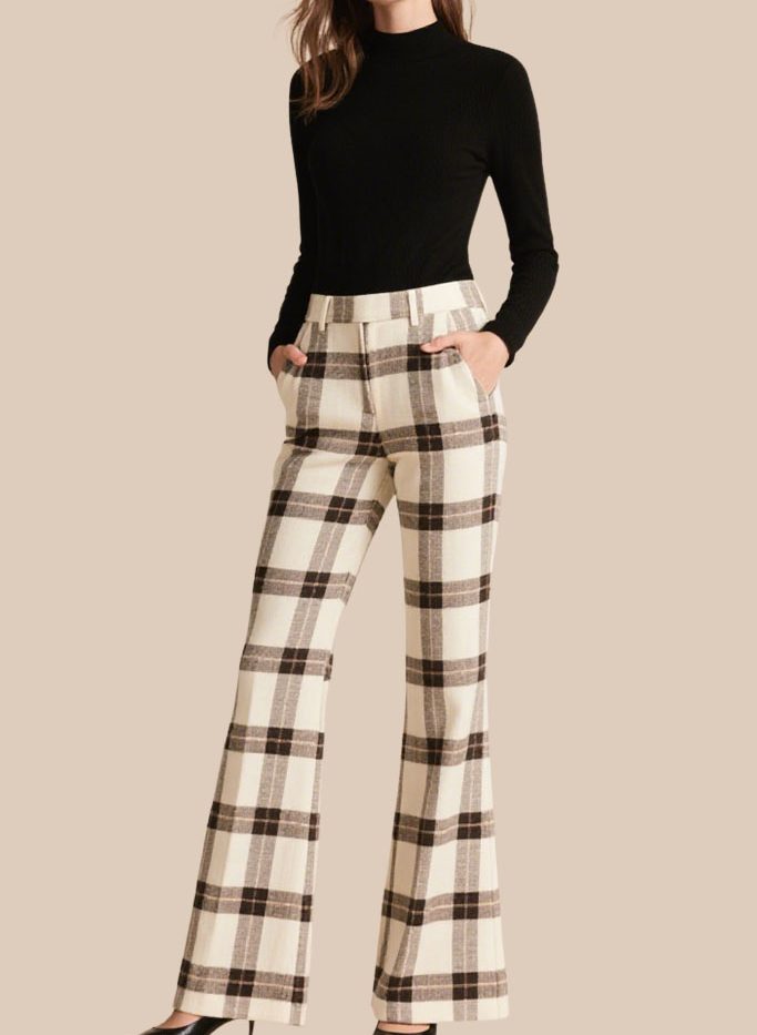 womens-plaid-retro-flared-suit-pants