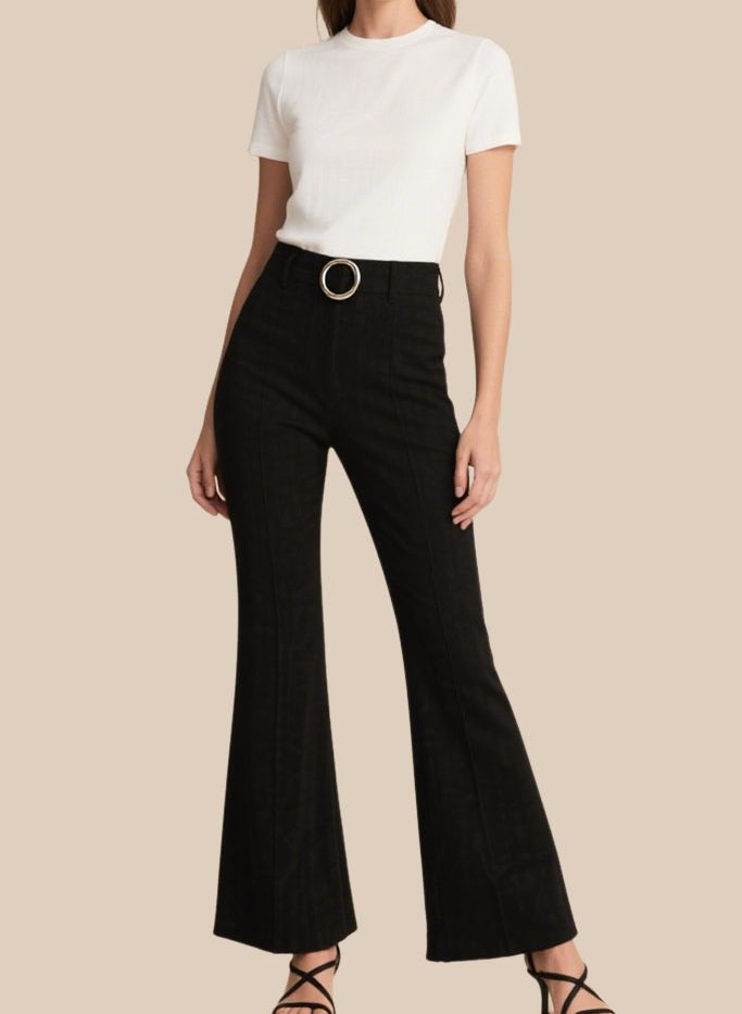 womens-circular-belt-slimming-flared-suit-pants